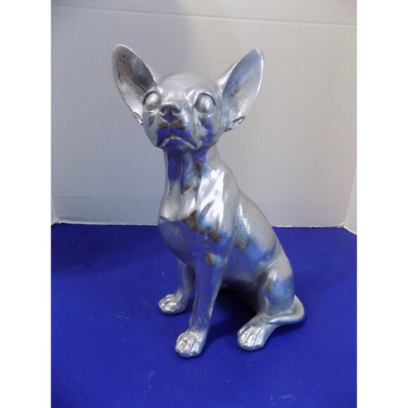 NEW Chihuahua Statue Figurine Silver Chihuhua Dog Figurine - Picture 3 of 7